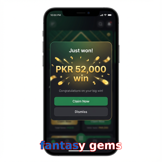 Main screen of Fantasy Gems win page for PK players